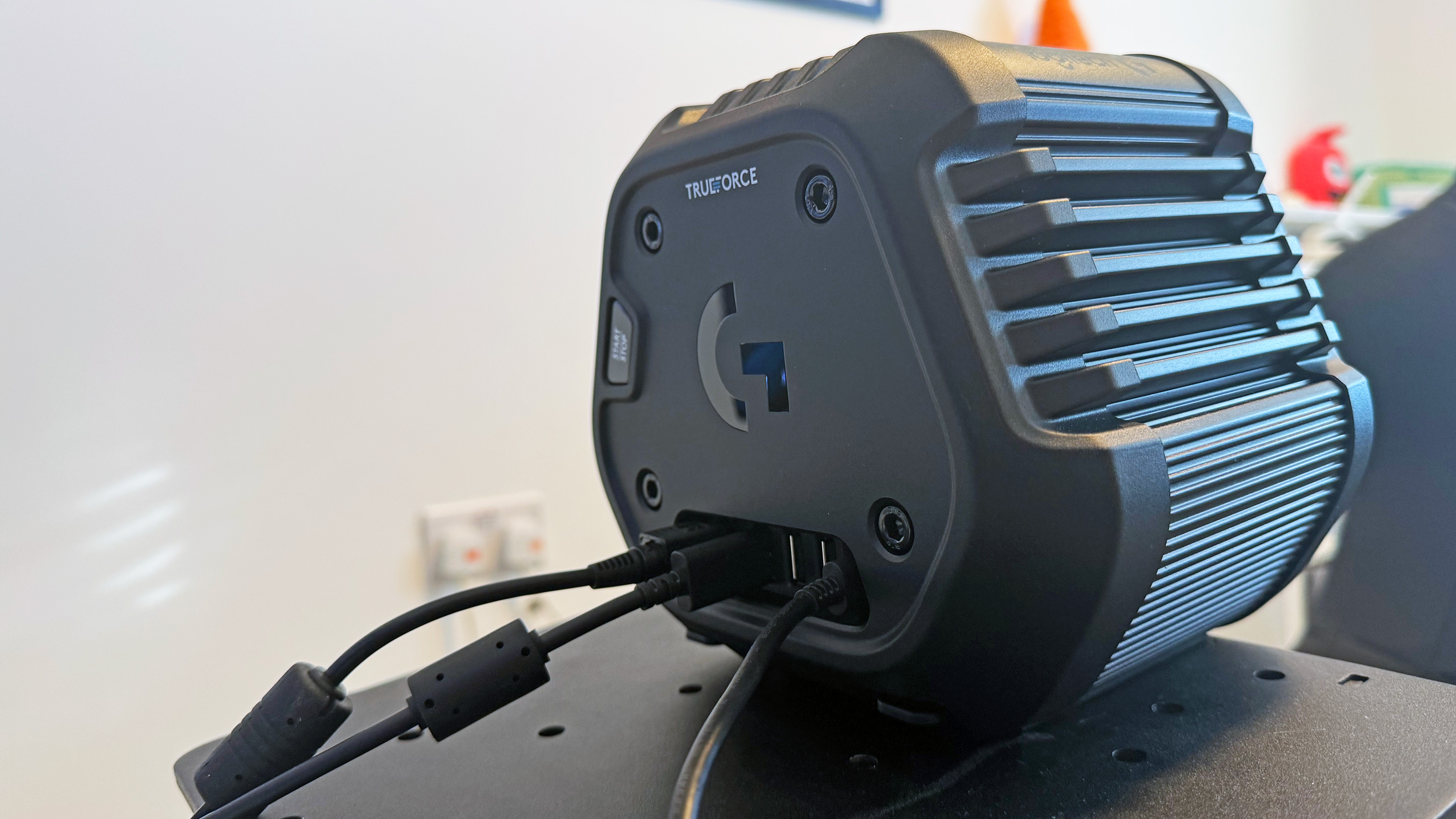 The back of the Logitech G RS50 wheelbase