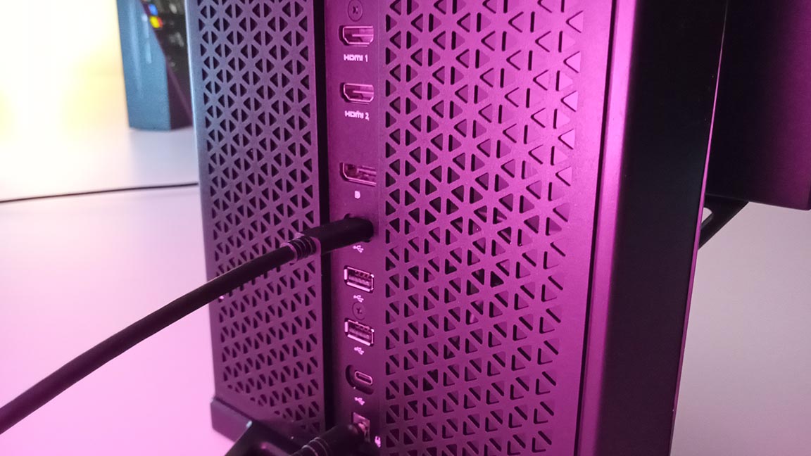 The rear view of the Corsair Flex monitor