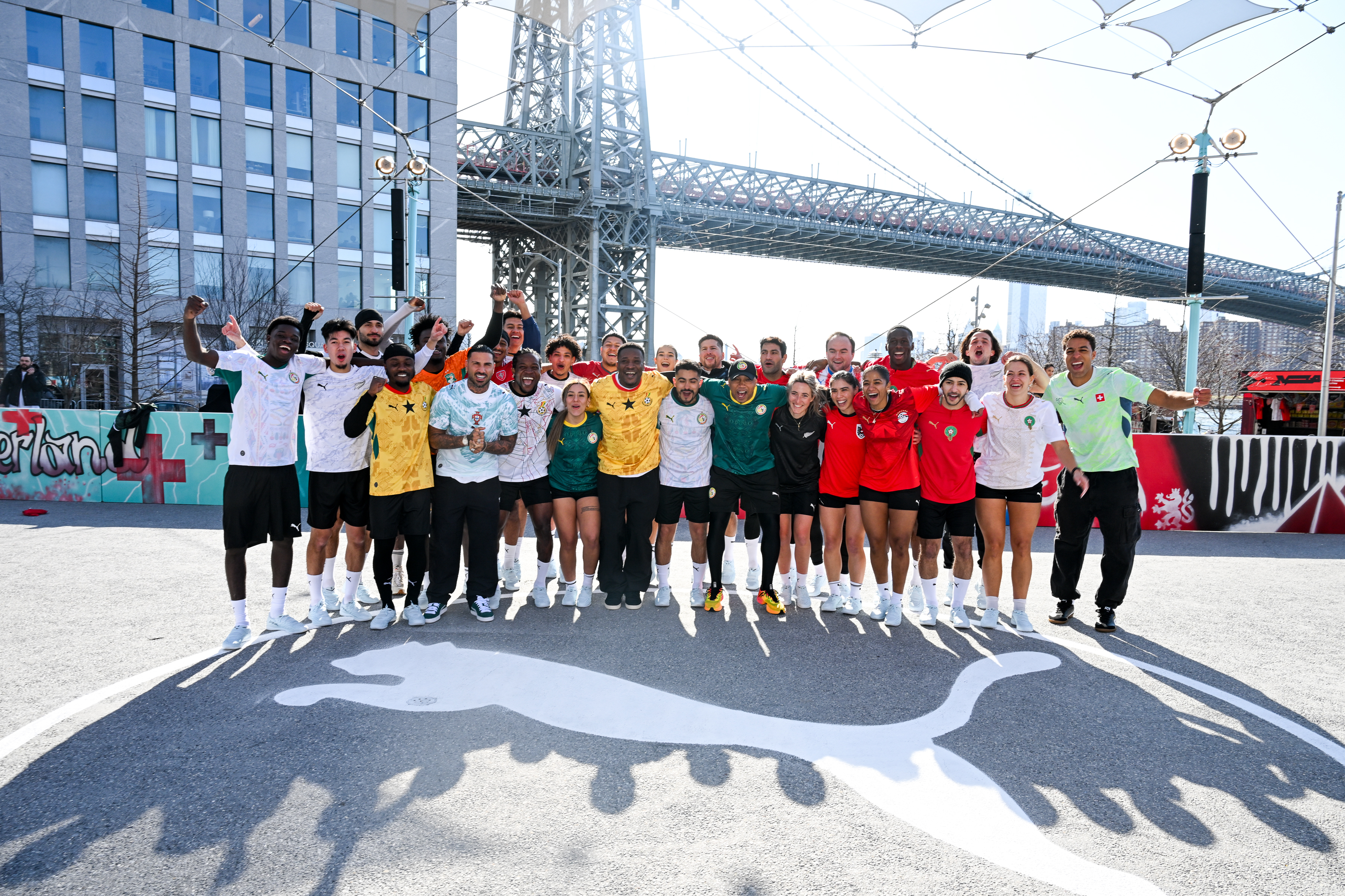Images from the Puma rolling nations kit launch held in Brooklyn, New York in March 2026 ahead of the World Cup