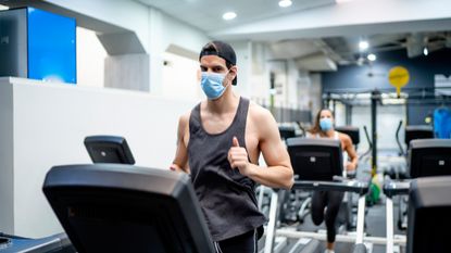 Gym treadmill with mask