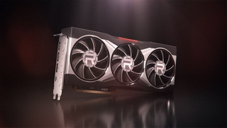 The AMD Radeon RX 6900 XT in a studio photo set