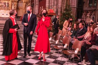 Prince William, Duke of Cambridge and Britain's Catherine, Duchess of Cambridge attend the Together At Christmas community carol service at Westminster Abbey