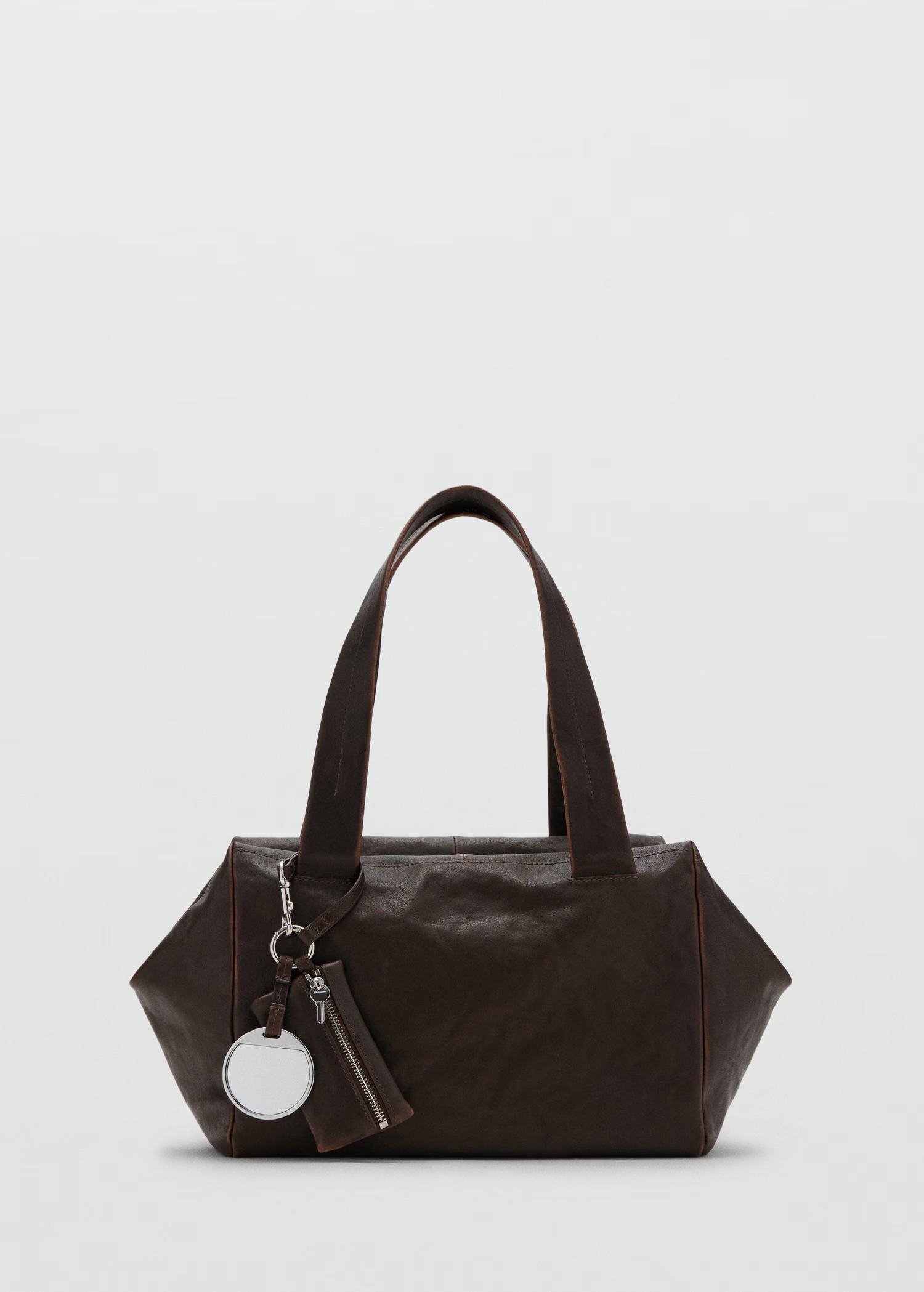 MANGO, Medium Leather Shoulder Bag With Charms 