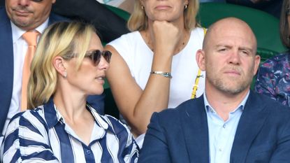 Mike Tindall and Zara Phillips attends day 9 of the Wimbledon Tennis Championships at All England Lawn Tennis and Croquet Club on July 10, 2019 in London