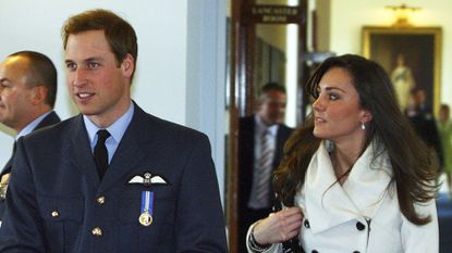 Prince William and Kate Middleton arriving at his RAF ceremony in 2008