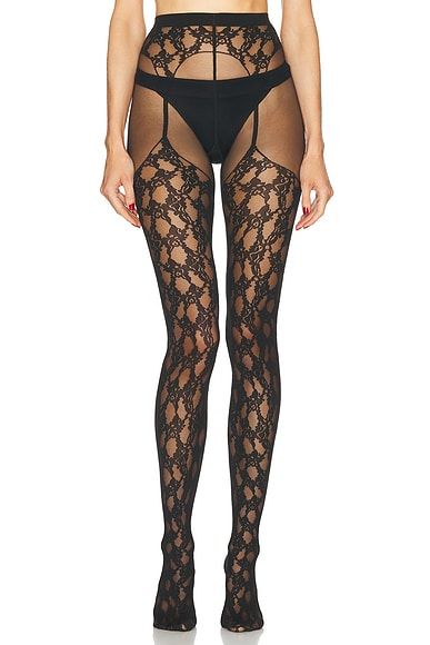 Floral Lace Suspender Tights
