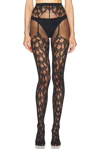 Floral Lace Suspender Tights