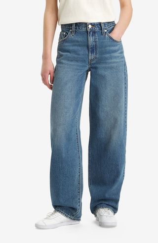 Lockere Dad-Jeans mit hoher Taille und weitem Bein