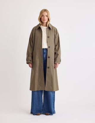 Khaki Single Breasted Trench Coat