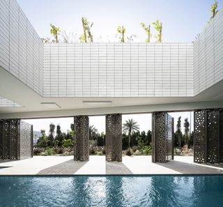 pixel house swimming pool looking out