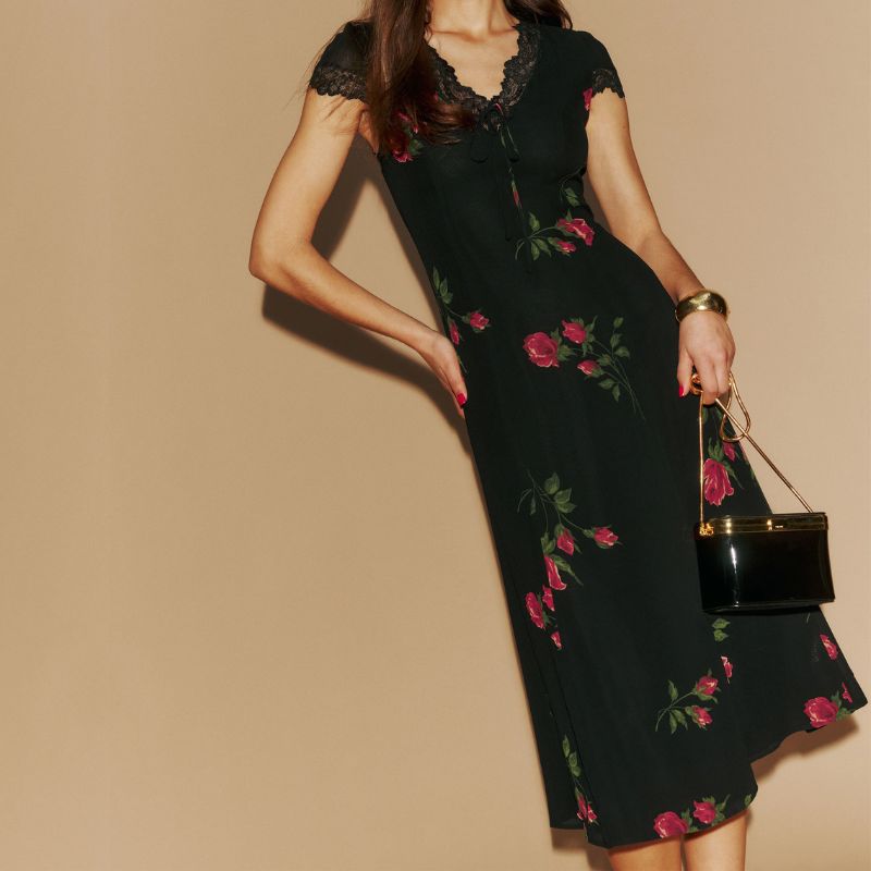 black floral and lace Tiffie Dress from Reformation