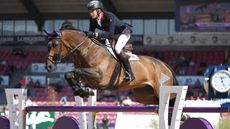 Joe Stockdale and Equine America Cacharel jumping at the ECCO FEI World Championships in Herning in Denmark in 2022.