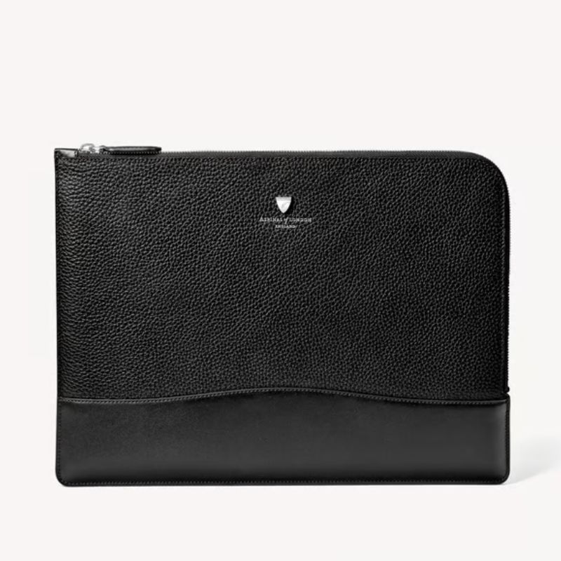black document case in leather