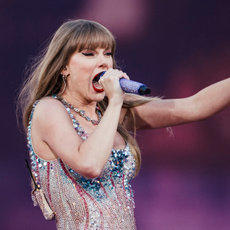 American singer and songwriter Taylor Swift performs on stage as part of her Eras Tour in Lisbon on May 24, 2024
