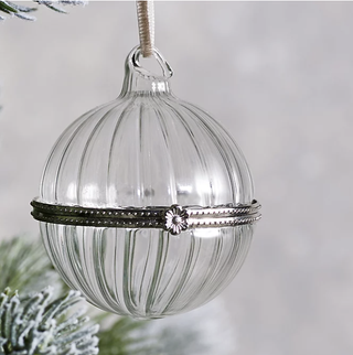 Ribbed glass memory Christmas ornament from The White Company.