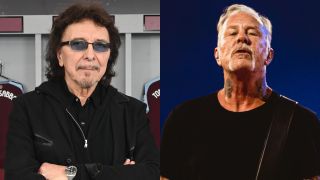 Tony Iommi in 2025 and James Hetfield onstage with Metallica in 2026