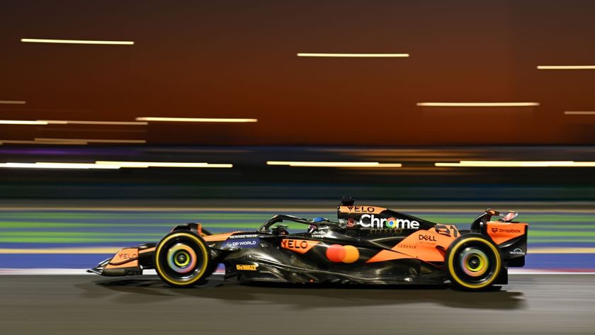 Oscar Piastri driving the McLaren MCL38 Mercedes on track during practice ahead of the F1 Qatar Grand Prix at Lusail International Circuit