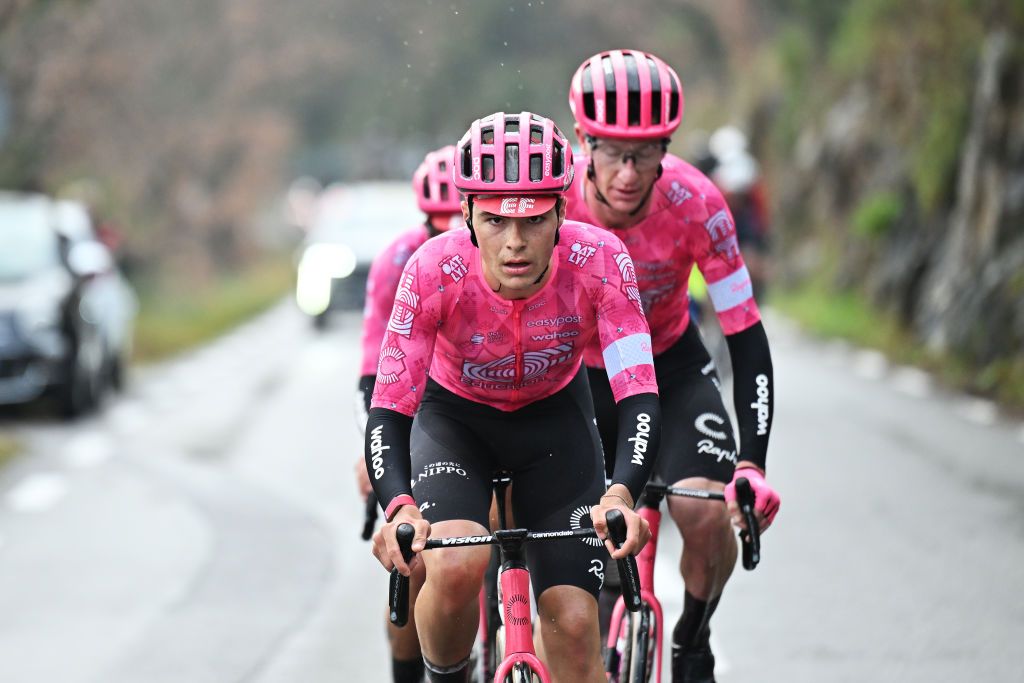 GOURDON FRANCE FEBRUARY 22 Markel Beloki of Spain and Team EF Education EasyPost leads the peloton during the 57th Tour des Alpes Maritimes et du Var 2025 Stage 1 a 1624km stage from Contes to Gourdon on February 22 2025 in Gourdon France Photo by Billy CeustersGetty Images