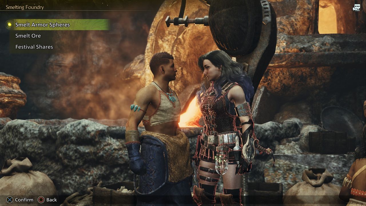 Monster Hunter Wilds Armor Sphere guide - The first UI selection, displaying "Smelt Armor Spheres" option at the top.