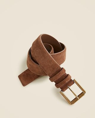 Suede Roller-Buckle Belt