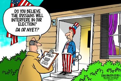 Political Cartoon U.S. Russian Interference 2020