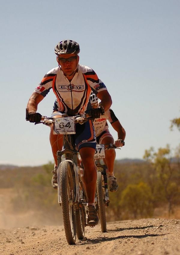 Sam Brovender of Canada riding through the Australian outback.