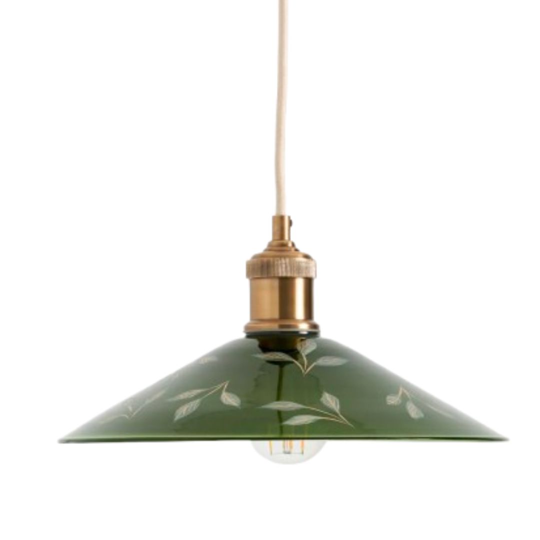 Etched Leaf Glass Pendant Ceiling Light