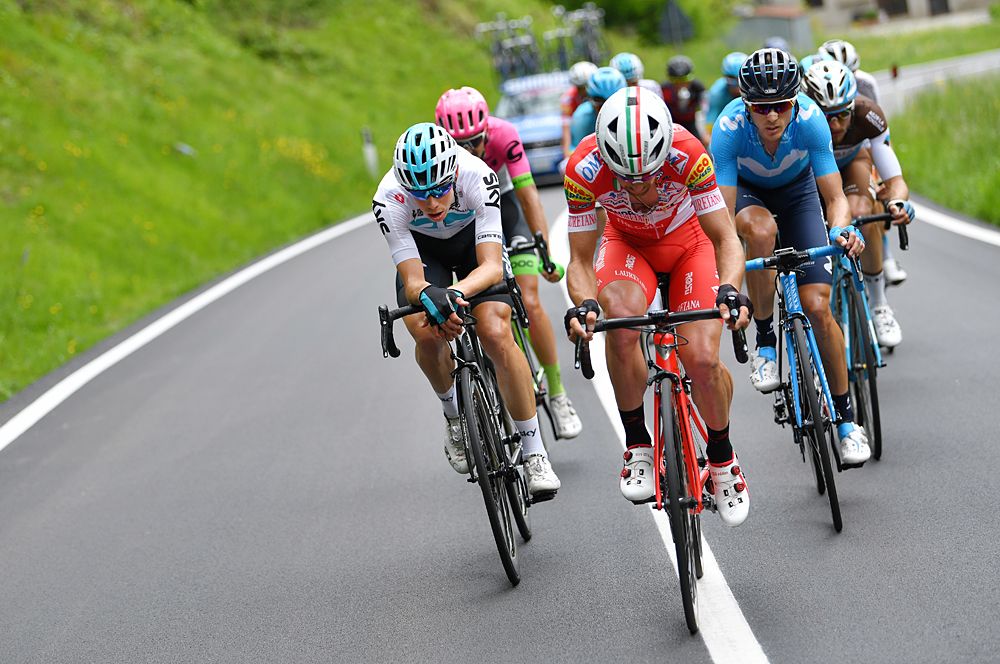David de la Cruz (Team Sky), Francesco Gavazzi (Team Androni Giocattoli-Sidermec), Ruben Fernandez (Movistar Team) stage 17 at the Giro d'Italia