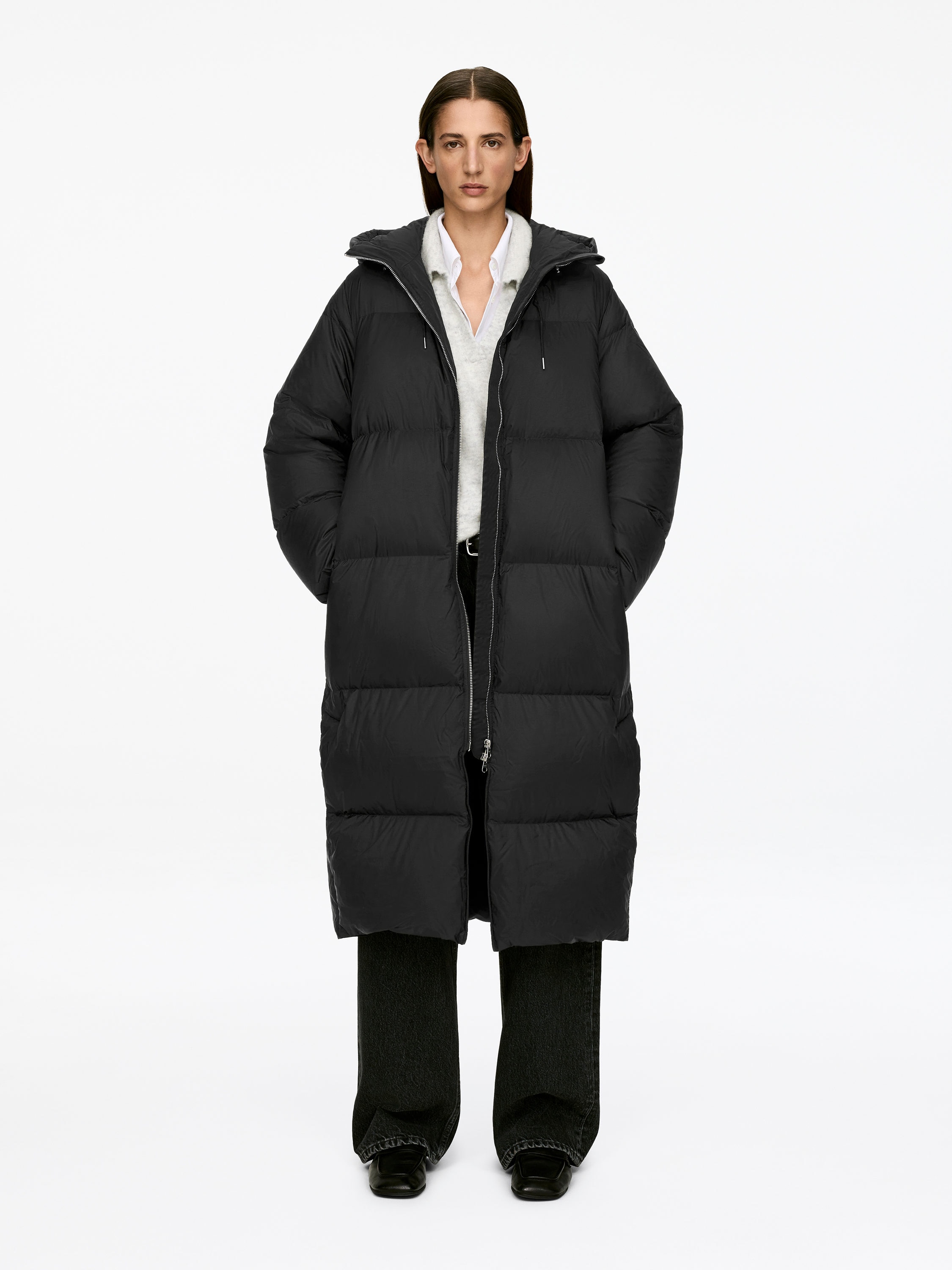 Upcycled Down Long Coat &amp;ndash; Black &amp;ndash; Women &amp;ndash; Arket Gb