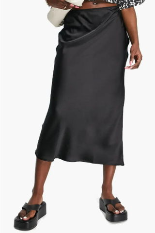 Topshop Bias Cut Satin Midi Skirt 
