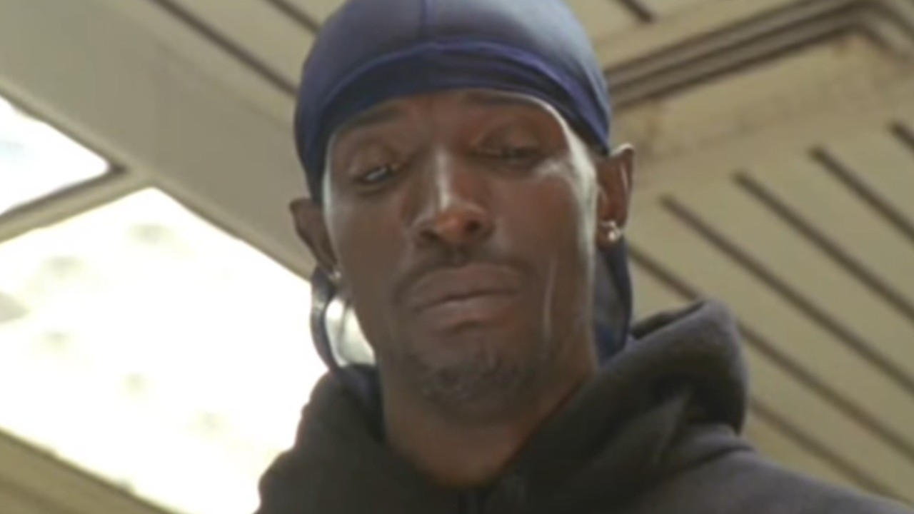 A tearful Michael K. Williams as Omar on The Wire