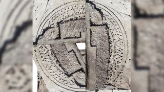 Only one-third of the circle has been excavated so far but a projection was created to give a better sense of its size. The portion that has been excavated is shown at far left. Archaeologists estimate the circle to be about 20 meters (66 feet) in diameter.