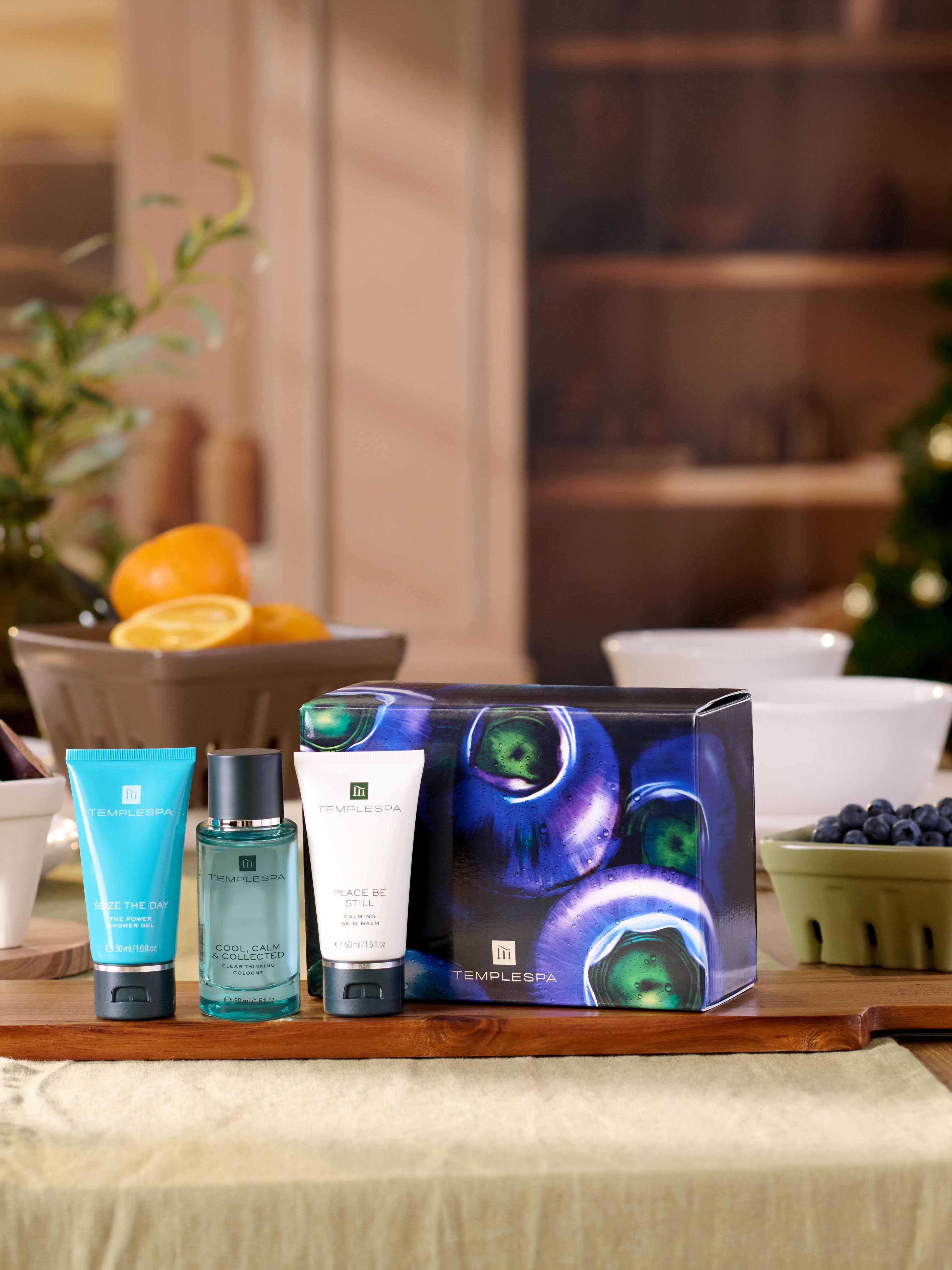 Templespa Fresh Start Christmas Gift Set on a kitchen counter