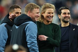 Co-owner Amanda Staveley and manager Eddie Howe looking happy