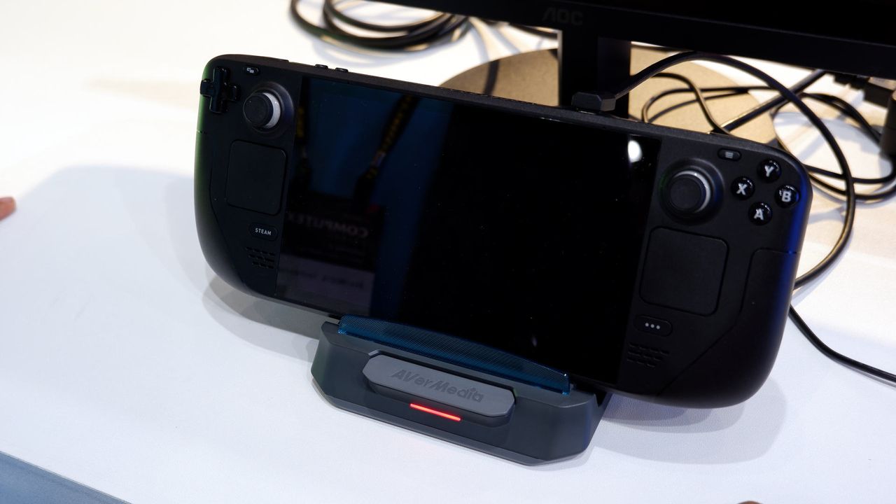 A photo showing an AVerMedia X'Tra Go GC515 docking station, on display at Computex 2024