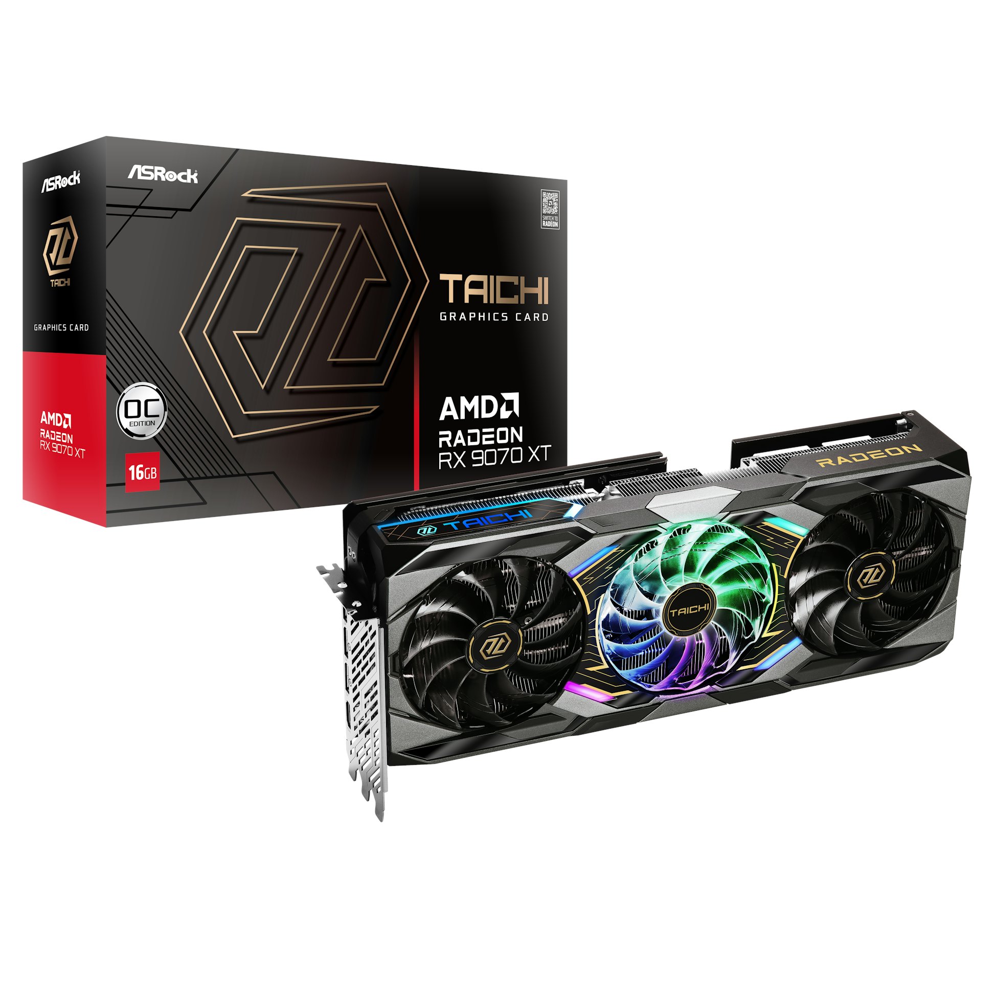 Asrock Radeon RX 9070 XT Taichi OC graphics card for PC gaming