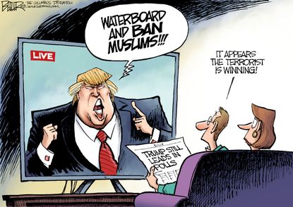 Political cartoon U.S. Donald Trump 2016 Polls Terrorism