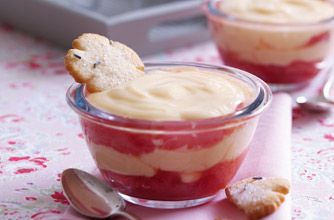 Phil Vickery&#039;s rhubarb &amp; custard pots with lavender biscuits