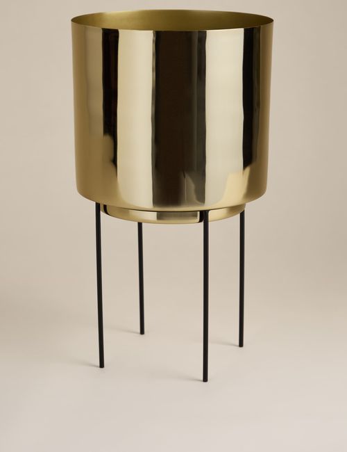 Large Gold Planter With Stand
