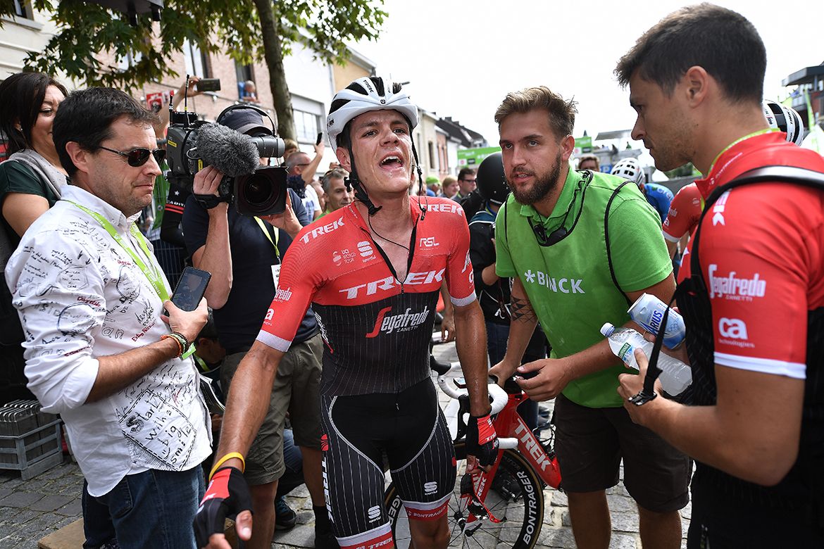 Jasper Stuyven after winning the final stage of the BinckBank Tour