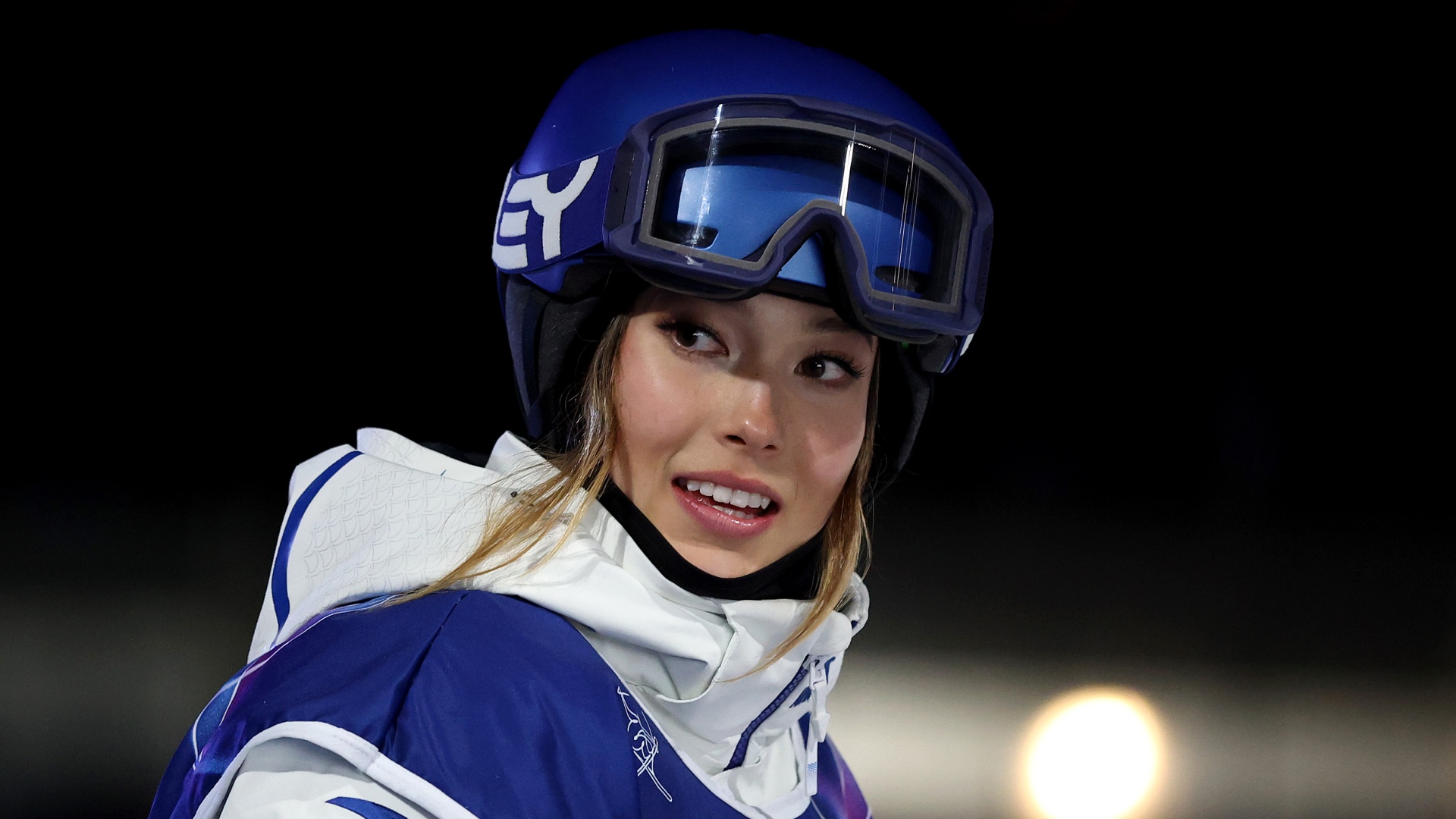 China's Eileen Gu in Women's Freeski Big Air action at the 2026 Winter Olympics