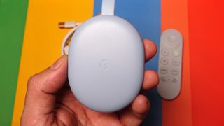 Chromecast with Google TV 4K in close-up