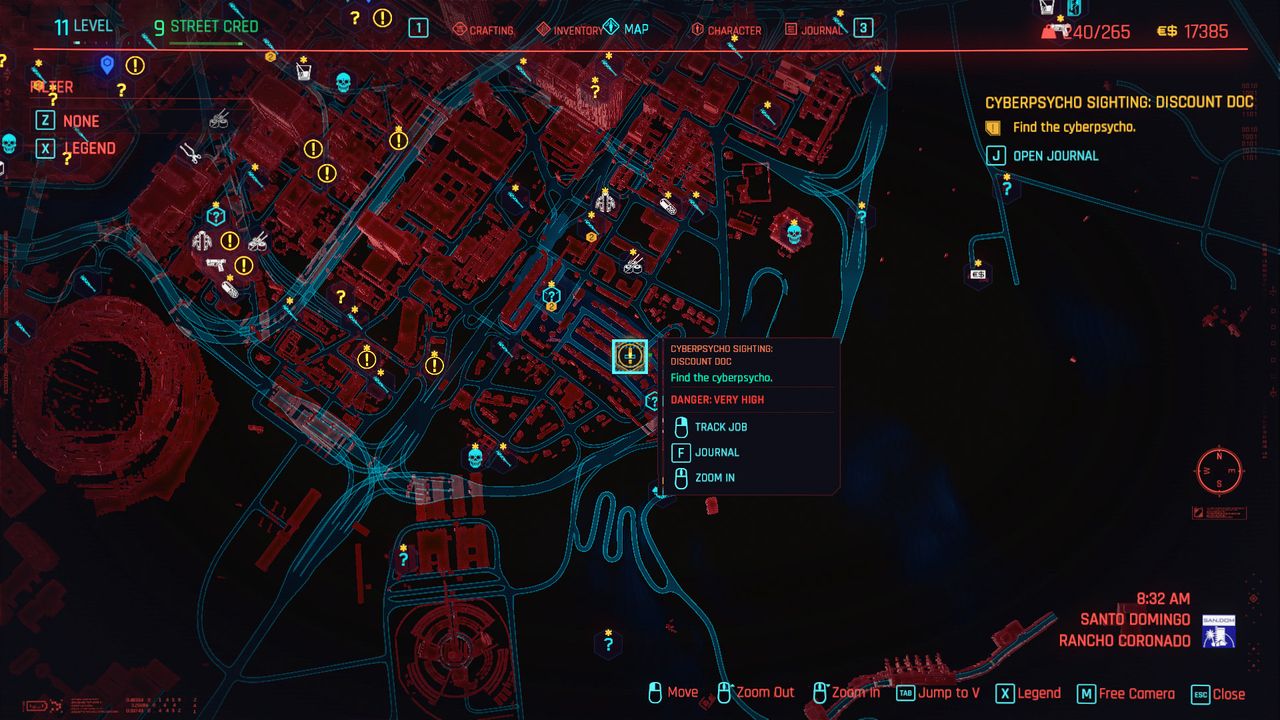 Cyberpunk 2077 Cyberpsycho Sightings locations