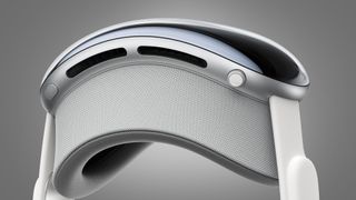 Le casque Apple Vision Pro sur fond gris