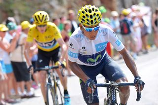 Nairo Quintana attacks Chris Froome during stage 14.