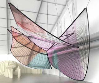 Greg Lynn's monumental installation, Carbon Crystal Sails, towered over proceedings