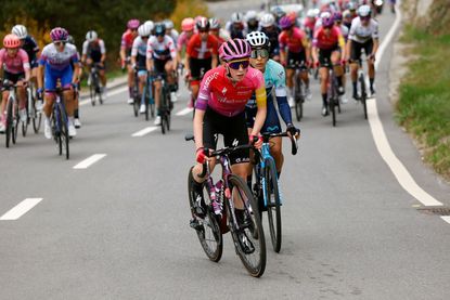 Anna Shackley (SDWorx) leads during stage two of the 2022 Tour de Romandie Féminin