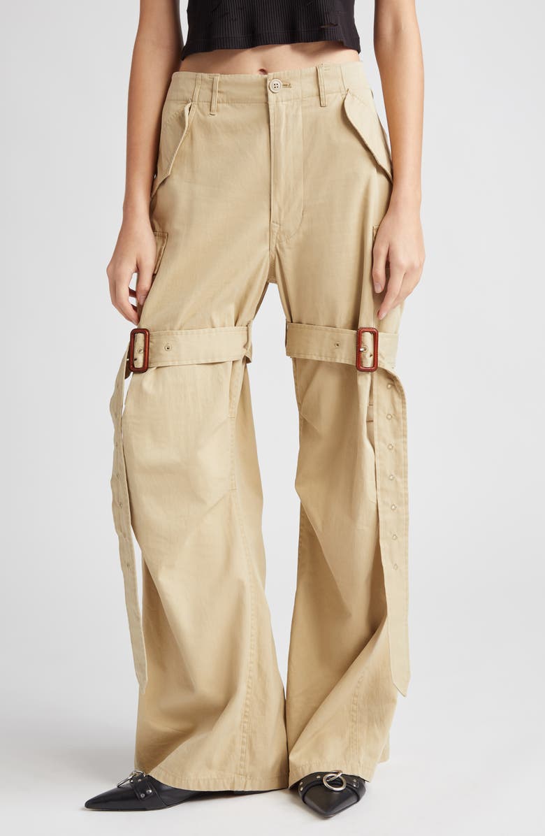 Trench Wide Leg Cotton Cargo Pants
