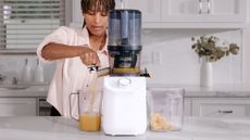 A Nama C2 cold press blender on a kitchen countertop.