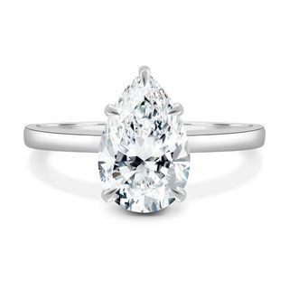 Ainsley - 5 Claw Pear Solitaire With Hidden Halo – Lab Diamond/platinum